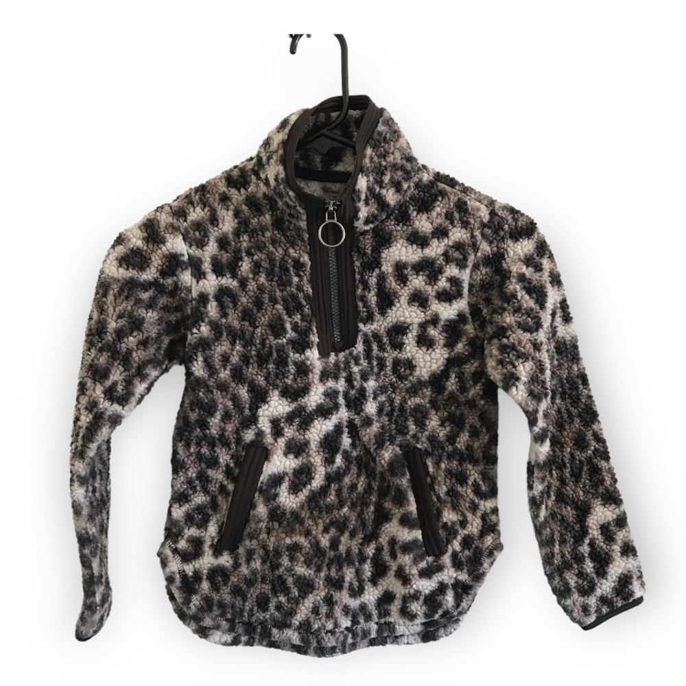 3/$15 Cuddly Sherpa kids animal print 1/4 zip  jacket